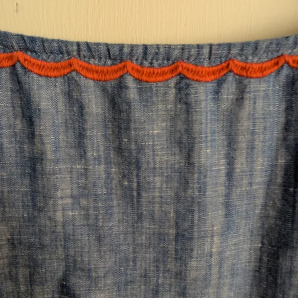 Talbots Blue Chambray Tropical  Embroidered Blouse - Picture 7 of 7